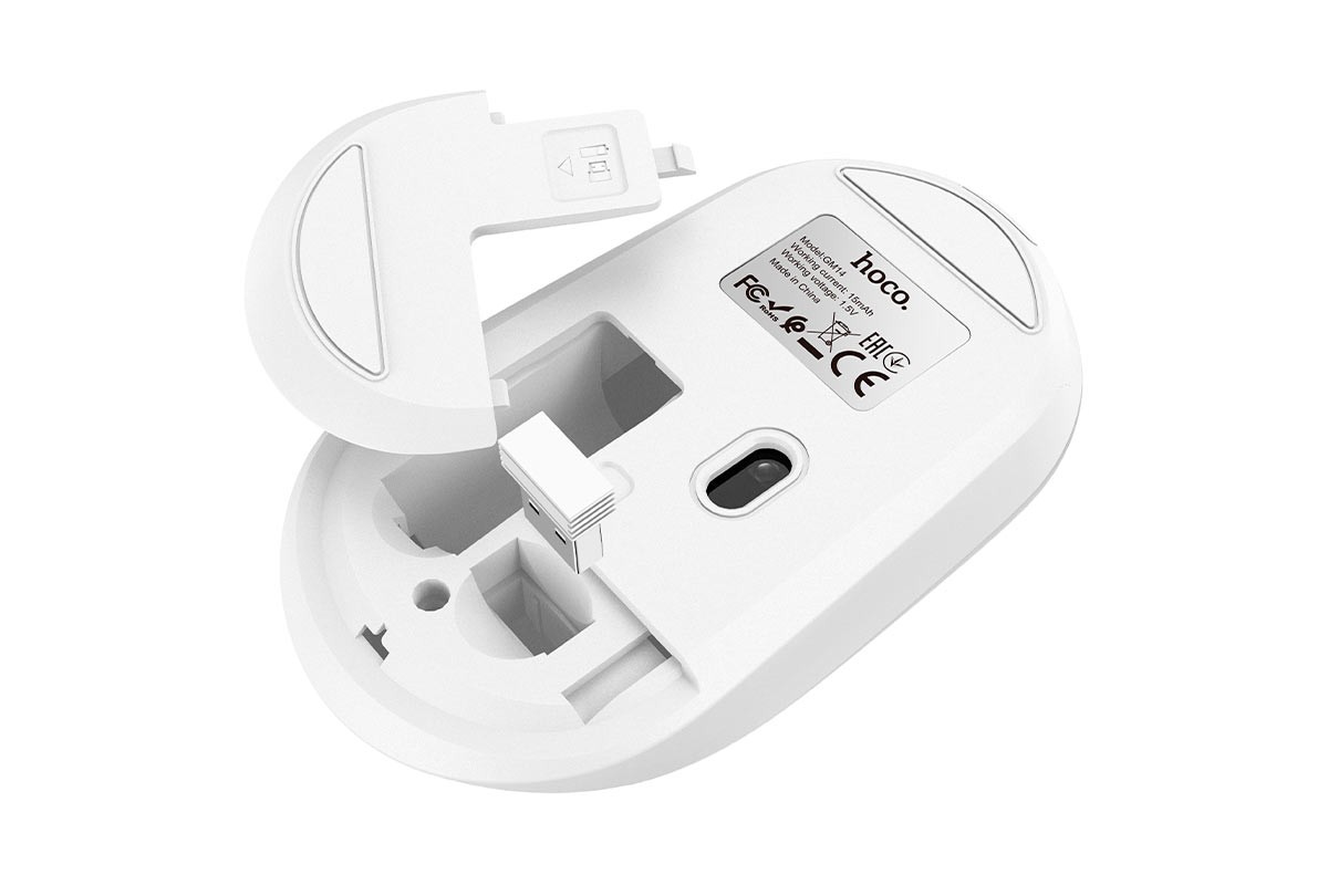 Мышь беспроводная HOCO GM14 business белая (USB, 2.4ГГц+ВТ,10м)
