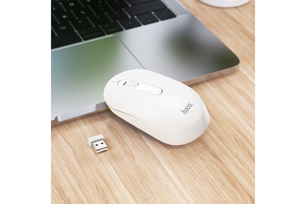 Мышь беспроводная HOCO GM14 business белая (USB, 2.4ГГц+ВТ,10м)
