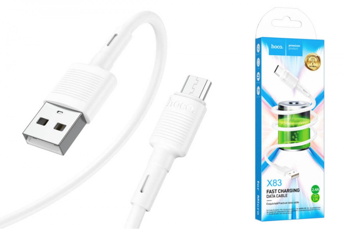 Кабель USB - MicroUSB HOCO X83 белый1м