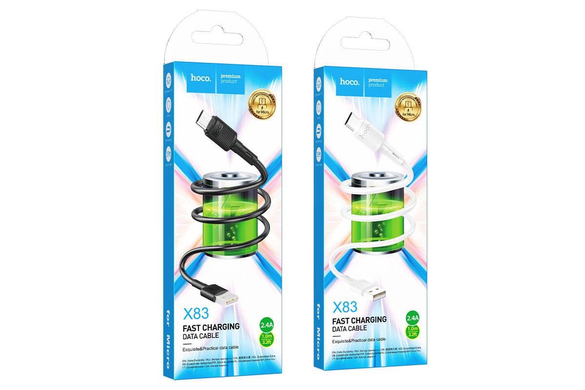 Кабель USB - MicroUSB HOCO X83 белый1м