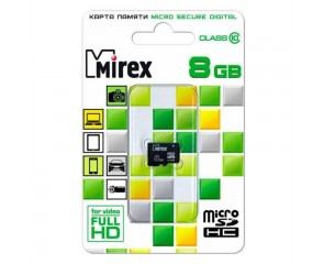 Карта памяти microSDHC MIREX 8 GB (class 10) без адаптера (13612-MC10SD08) Карта памяти microSDHC MIREX 8 GB (class 10) без адаптера (13612-MC10SD08)