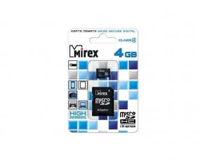 Карта памяти microSDHC MIREX 4 GB (class 4) с адаптером (13613-ADTMSD04)
