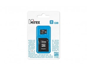 Карта памяти microSDHC MIREX 8 GB (class 4) с адаптером (13613-ADTMSD08)