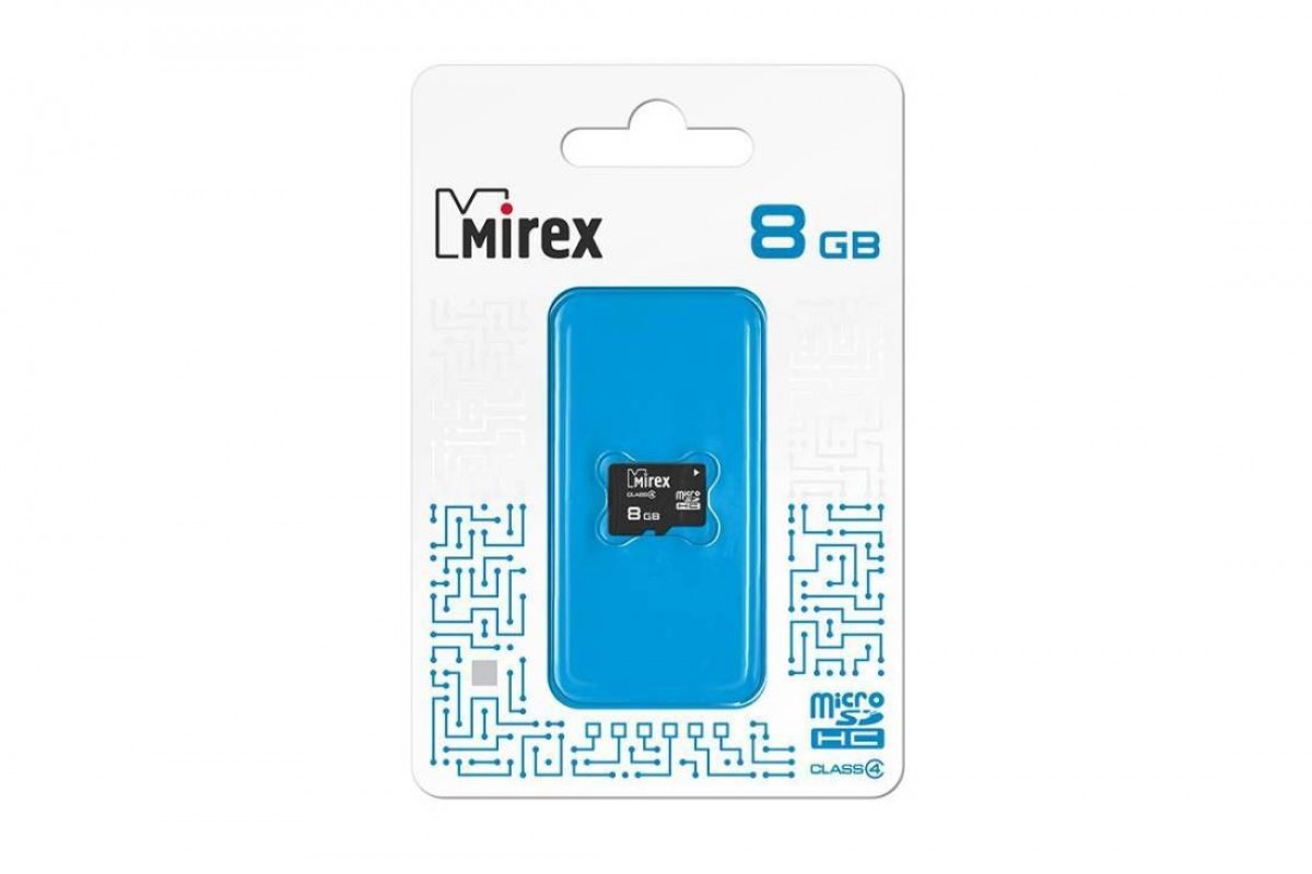 Карта памяти microSDHC MIREX 8 GB (class 4) без адаптера (13612-MCROSD08)