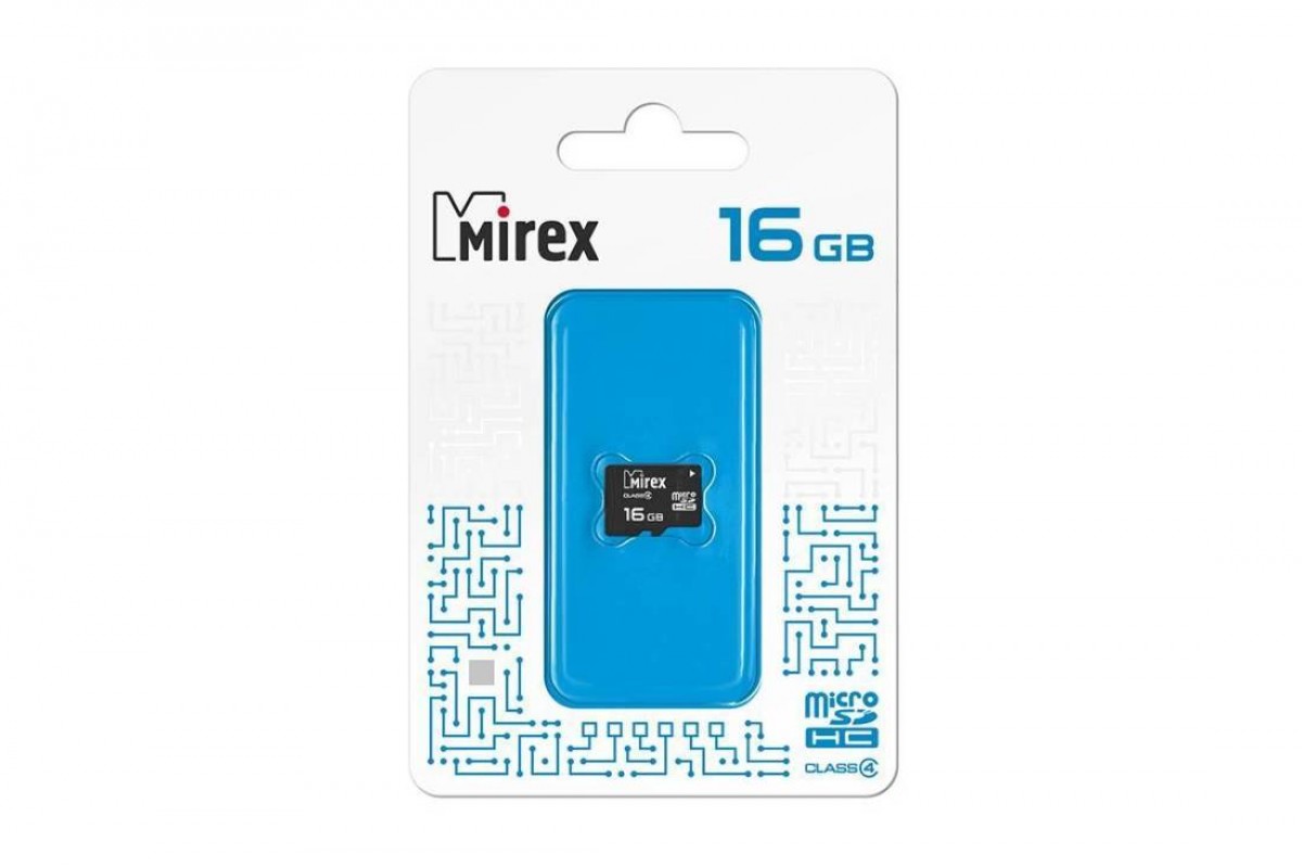 Карта памяти microSDHC MIREX 16 GB (class 4) без адаптера (13612-MCROSD16)