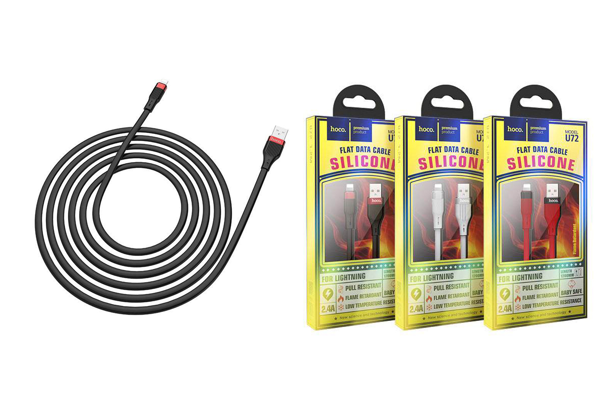 Кабель для iPhone HOCO U72 Forest Silicone charging cable for Lightning 1м черный