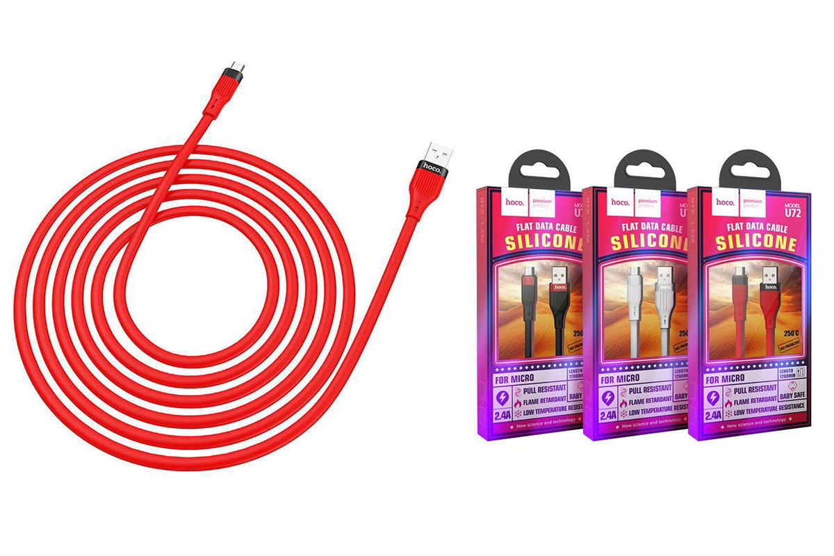 Кабель USB micro USB HOCO U72 Forest Silicone charging cable (красный) 1 метр