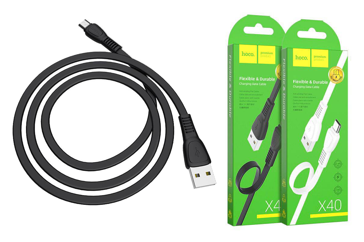 Кабель USB micro USB HOCO X40 Noah charging data cable  1 метр черный