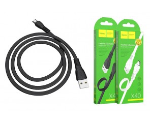 Кабель USB - MicroUSB HOCO X40 2,4A (черный) 1м