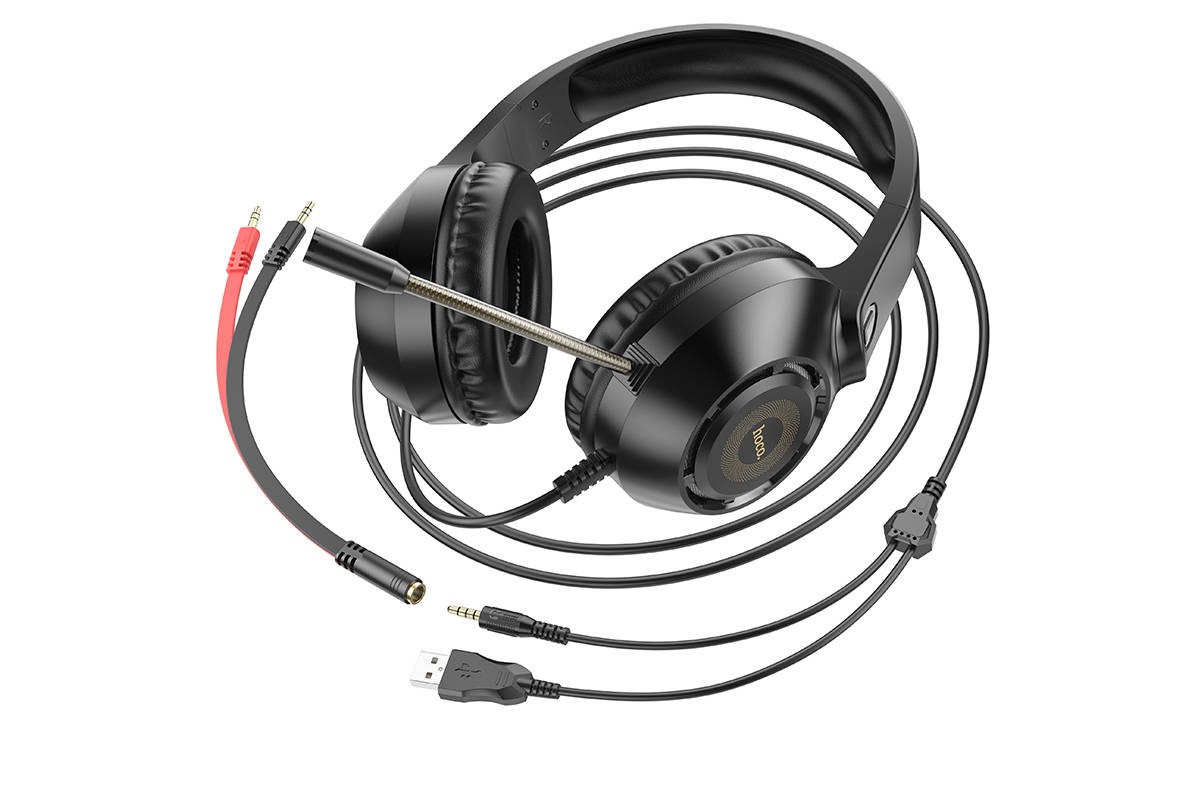 Наушники мониторные проводные HOCO W108 Sue headphones (3.5 мм/USB) черные