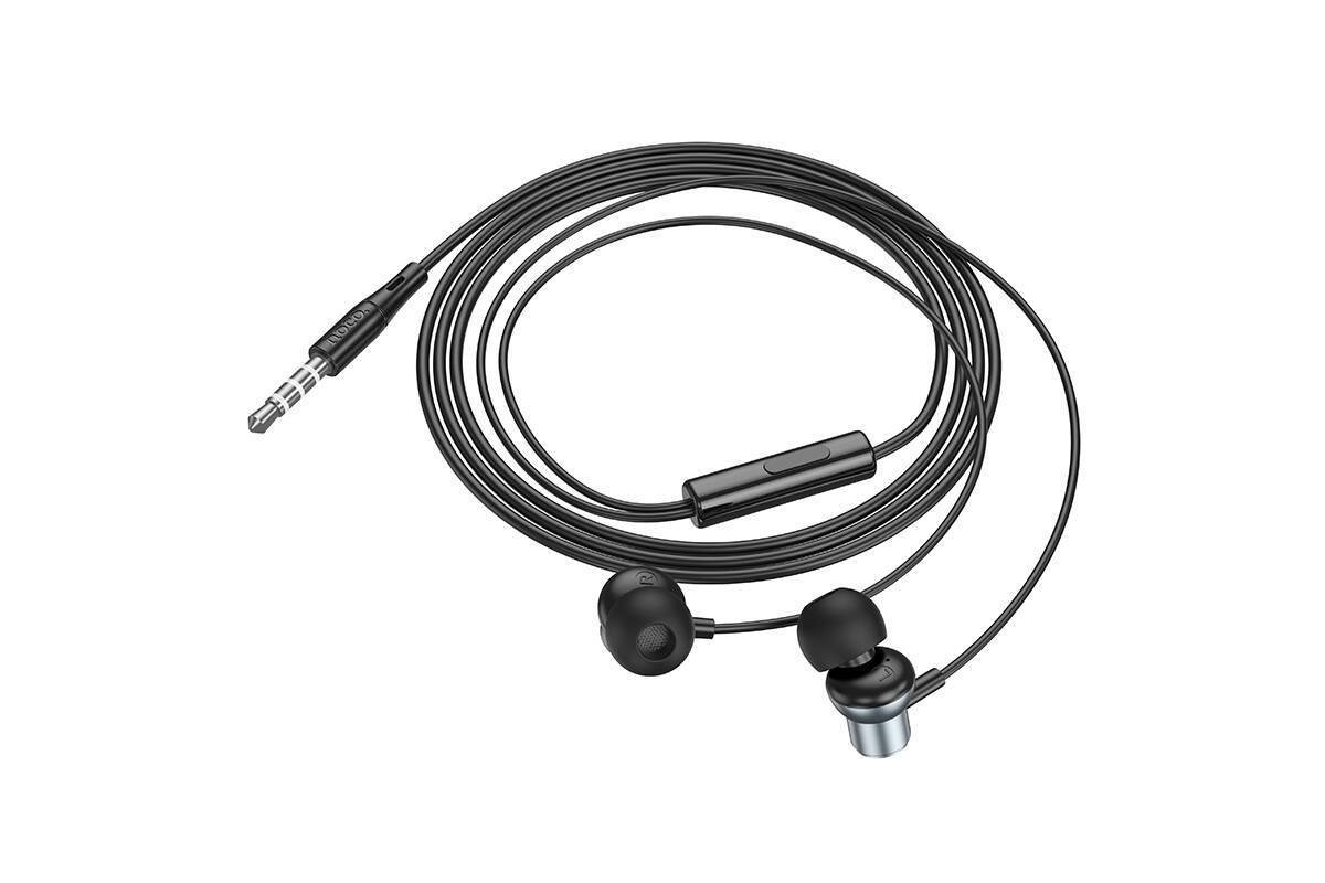 Наушники вакуумные проводные HOCO M110 Encourage metal universal earphones with mic (серебристый)