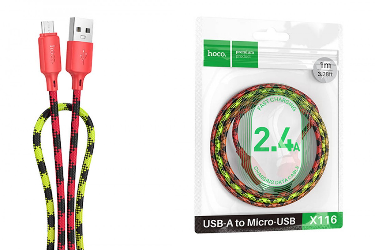 Кабель USB - MicroUSB HOCO X116 Meridian (красный градиент)
