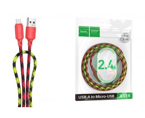 Кабель USB - MicroUSB HOCO X116 Meridian (красный градиент)