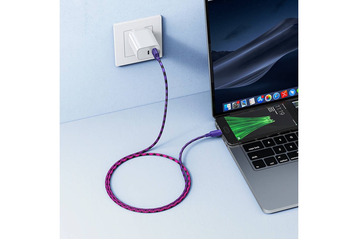 Кабель USB - MicroUSB HOCO X116 Meridian (красный градиент)