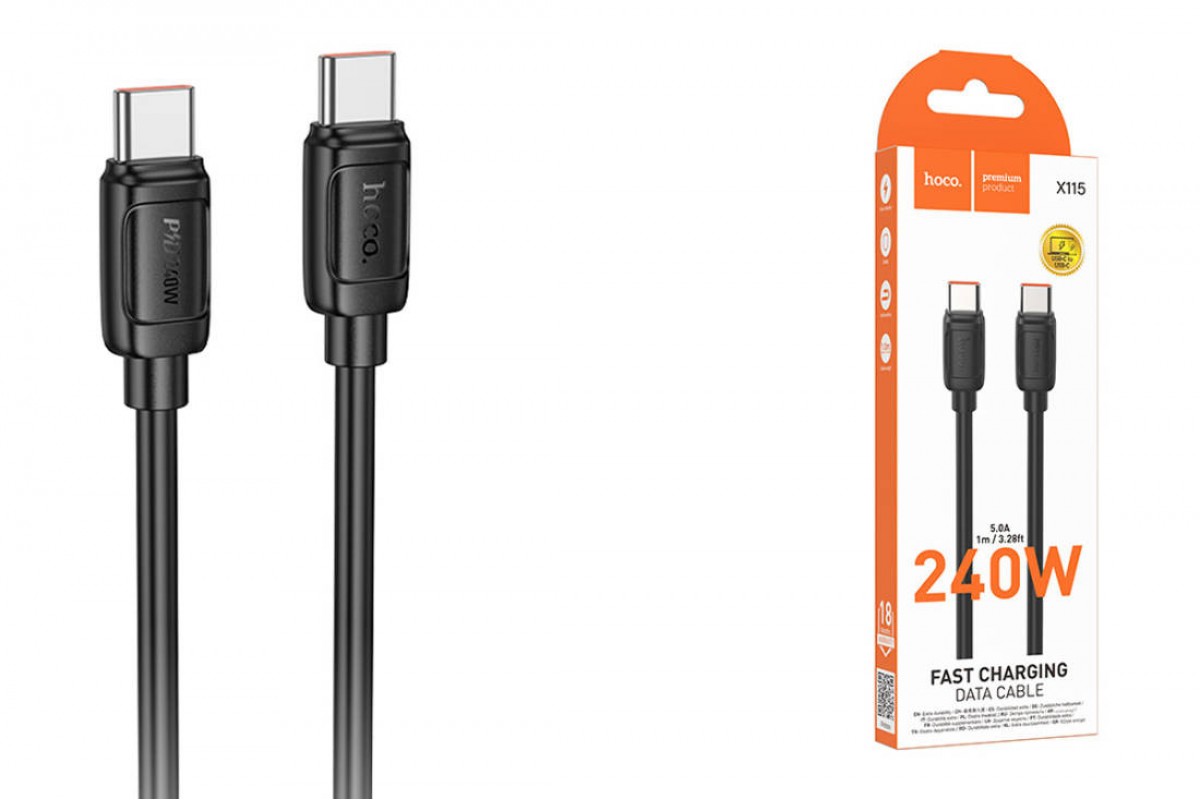Кабель USB Type-C - USB Type-C HOCO X115 Surpass 240W черный
