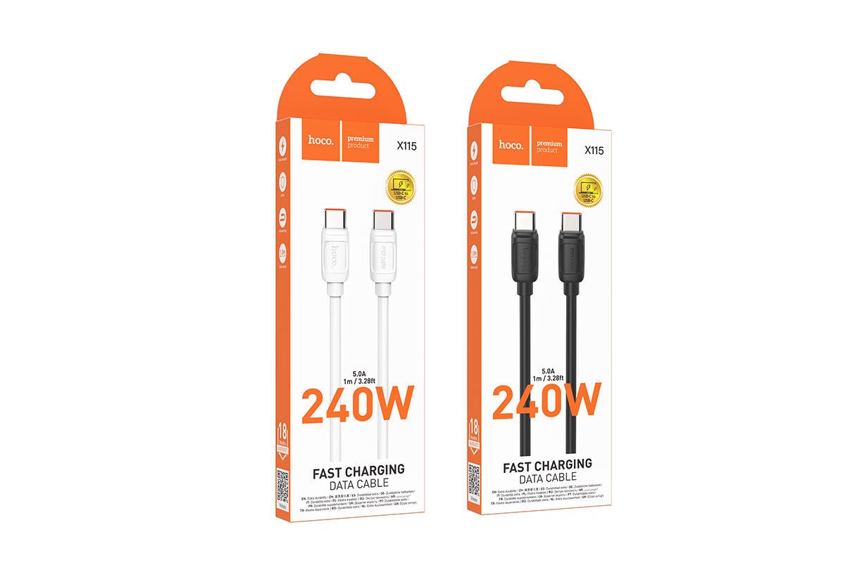 Кабель USB Type-C - USB Type-C HOCO X115 Surpass 240W черный