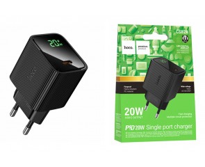 Сетевое зарядное устройство USB-C HOCO CS82A Excellent PD20W зарядное устройство с цифровым дисплеем (черный)