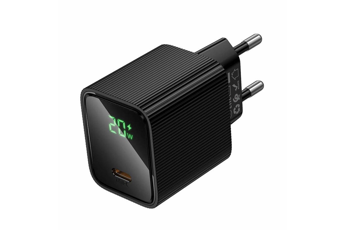Сетевое зарядное устройство USB-C HOCO CS82A Excellent PD20W зарядное устройство с цифровым дисплеем (черный)