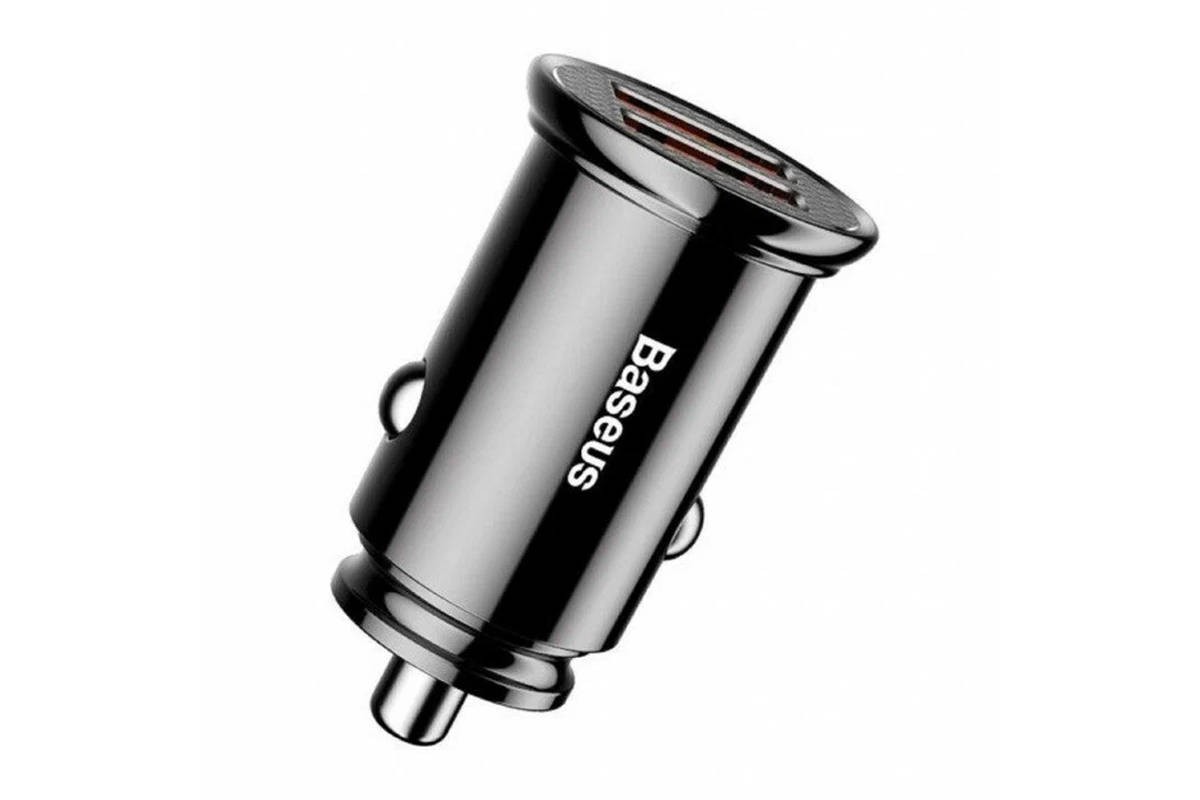Автомобильное зарядное устройство BASEUS Square metal, 2*USB, 5A, 30 Вт, черный, быстрая зарядка