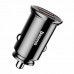 Автомобильное зарядное устройство BASEUS Square metal, 2*USB, 5A, 30 Вт, черный, быстрая зарядка
