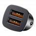 Автомобильное зарядное устройство BASEUS Square metal, 2*USB, 5A, 30 Вт, черный, быстрая зарядка