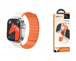 Ремешок для Apple Watch HOCO AS102 Жидкий силиконовый магнитный ремешок для часов iWatch (42/44/45/49 мм) звездный свет с оранжевым