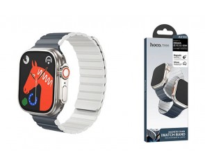 Ремешок для Apple Watch HOCO AS102 Жидкий силиконовый магнитный ремешок для часов iWatch (38/40/41 мм) (темно-синий с серым)