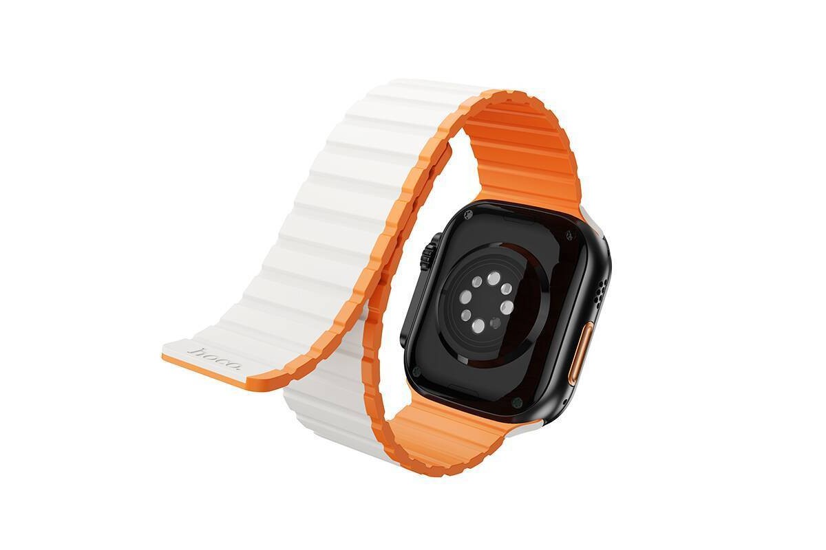 Ремешок для Apple Watch HOCO AS102 Жидкий силиконовый магнитный ремешок для часов iWatch (38/40/41 мм) (темно-синий со светло-голубым)