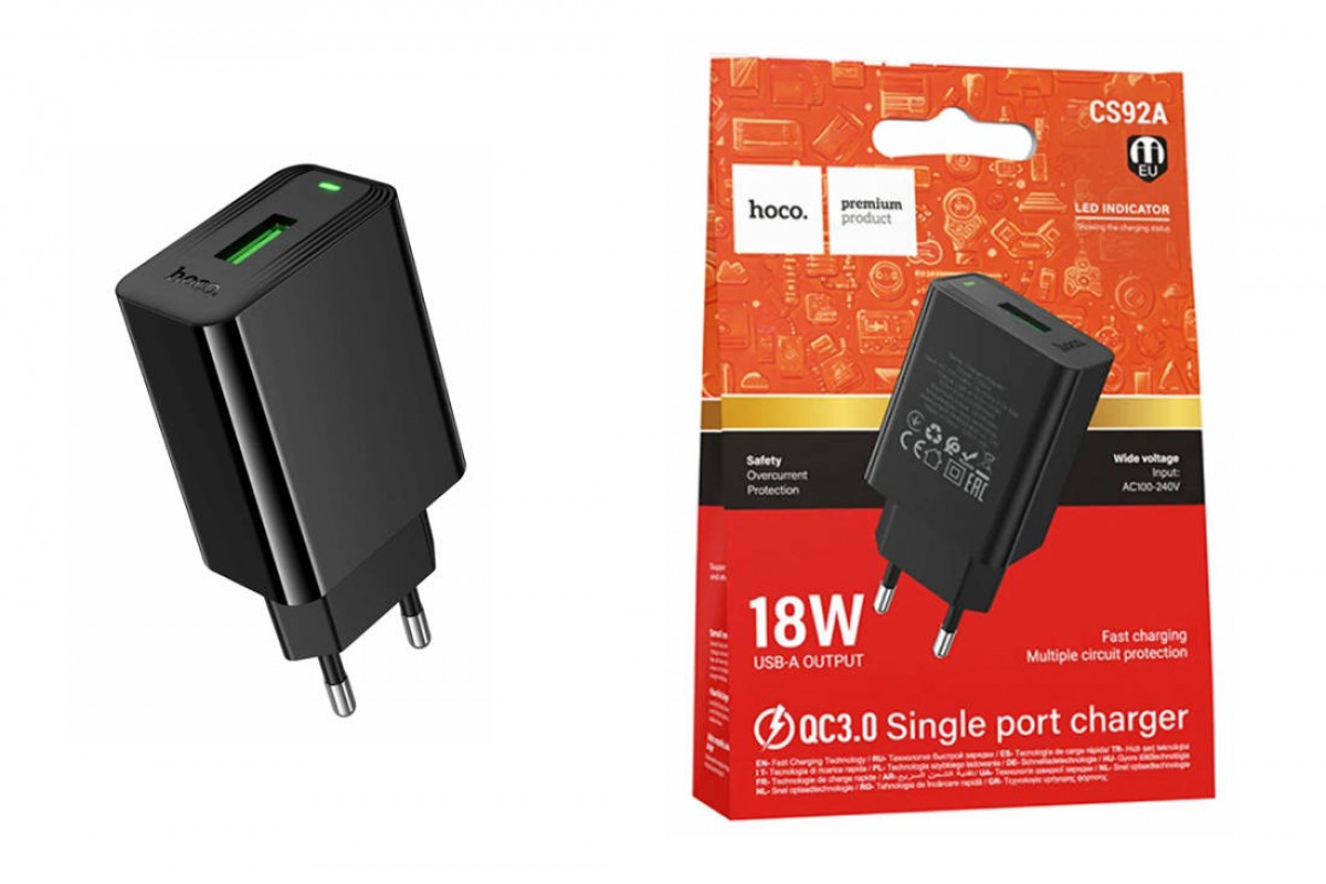 Сетевое зарядное устройство USB HOCO CS92A Leader QC 3.0 18W  (черный)