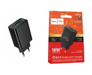 Сетевое зарядное устройство USB HOCO CS92A Leader QC 3.0 18W  (черный)