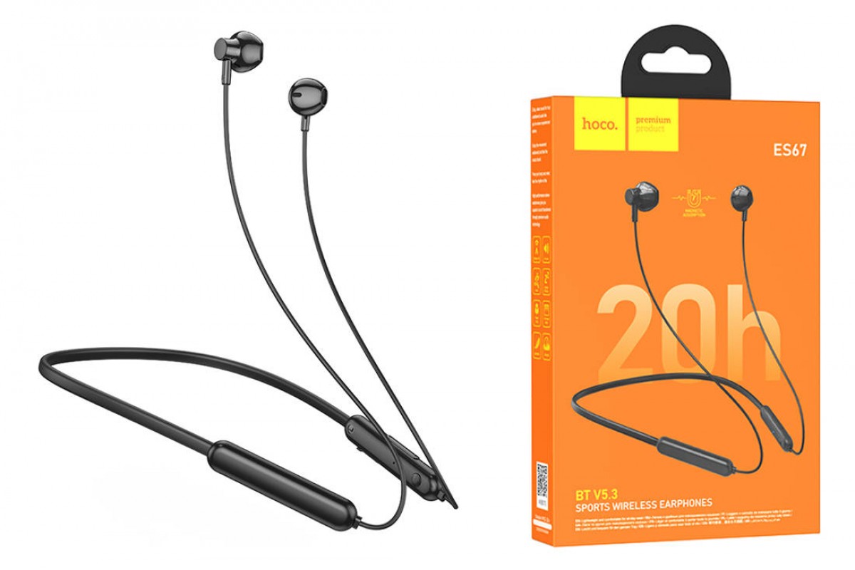 Наушники вакуумные беспроводные HOCO ES67 Perception sports BT earphones headset Bluetooth (черный)