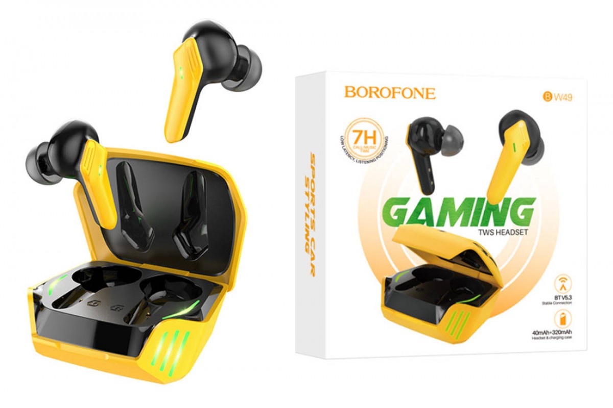 Наушники вакуумные беспроводные BOROFONE BW49 Magic  true wireless BT headset Bluetooth (желтый)
