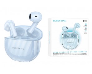 Наушники вакуумные беспроводные BOROFONE BW51 Solid  true wireless BT headset Bluetooth (ice blue)