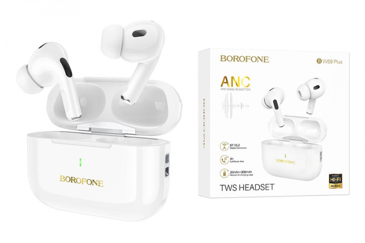 Наушники вакуумные беспроводные BOROFONE BW59 Plus True wireless ANC noise reduction BT headset (белый)