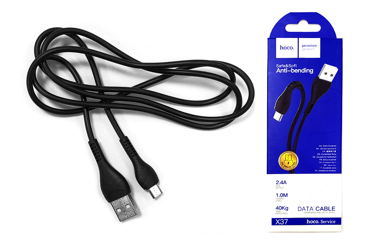 Кабель USB micro USB HOCO X37 Cool power charging data cable for Micro 1 метр черный