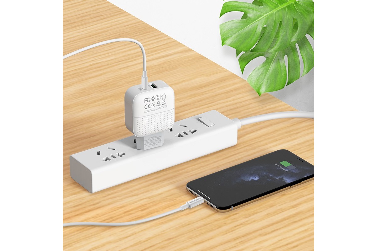 Сетевое зарядное устройство BOROFONE BA46A Speed charger PD+QC3.0 charger set( кабель Type-C to Lightning)