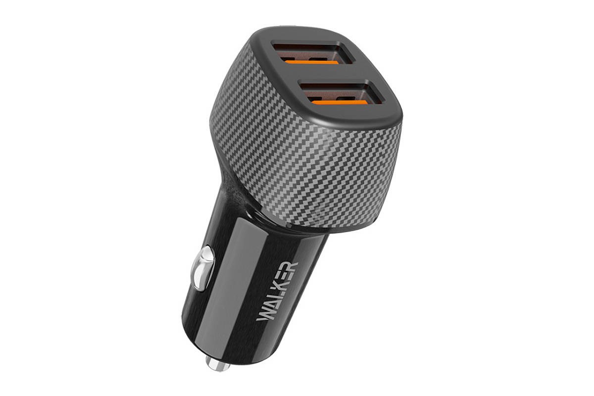 Автомобильное зарядное устройство АЗУ 2USB WALKER WCR-33, 36Вт, QC3.0, черное