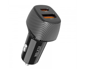 Автомобильное зарядное устройство АЗУ USB + USB-C WALKER WCR-35, 45Вт, QC3.0/PD, черное