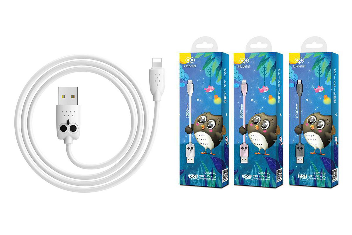 Кабель для iPhone HOCO KX1 Lightning charging data cable 1м белый "Совенок"