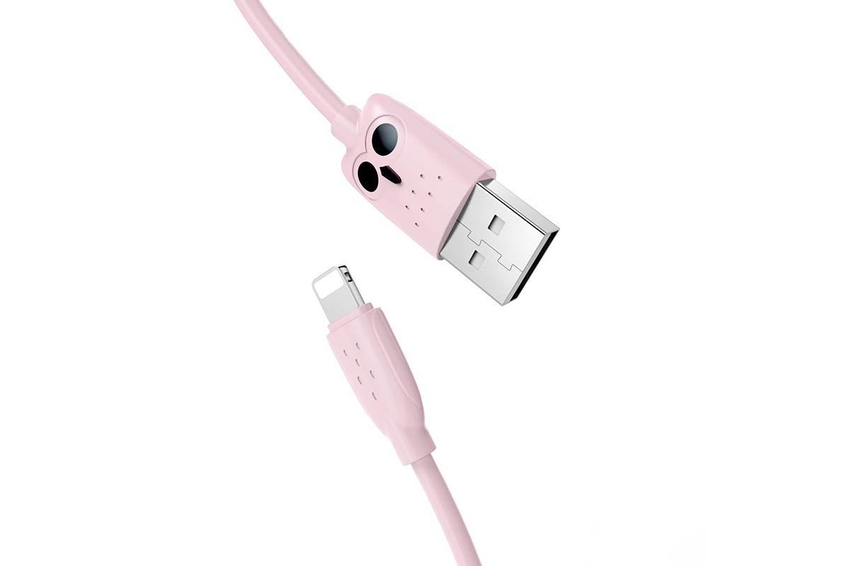 Кабель для iPhone HOCO KX1 Lightning charging data cable 1м розовый "Совенок"