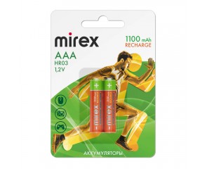 Аккумулятор Ni-MH Mirex HR03 / AAA 1100mAh 1,2V цена за 2 шт, блистер (23702-HR03-11-E2)