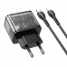 Сетевое зарядное устройство USB + USB-C + кабель Lightning-Type-C HOCO N34 Dazzling PD20W+ QC 3.0 (прозрачно-черный)
