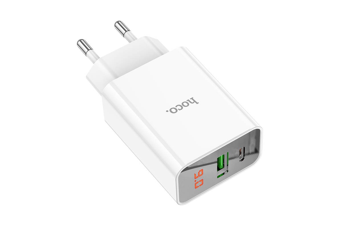 Сетевое зарядное устройство USB + USB-C HOCO C100A PD20W+ QC3.0 (белый)