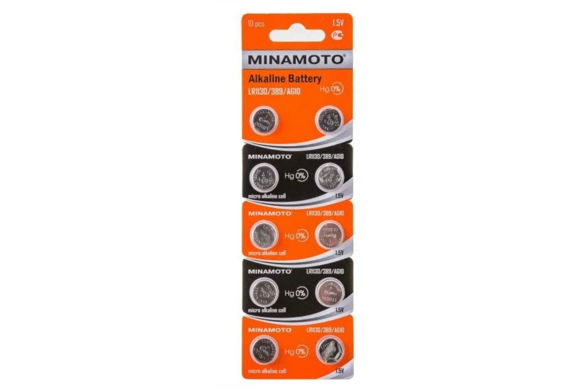 Батарейка часовая MINAMOTO AG10 LR1130/10BL (цена за блистер 10 шт)