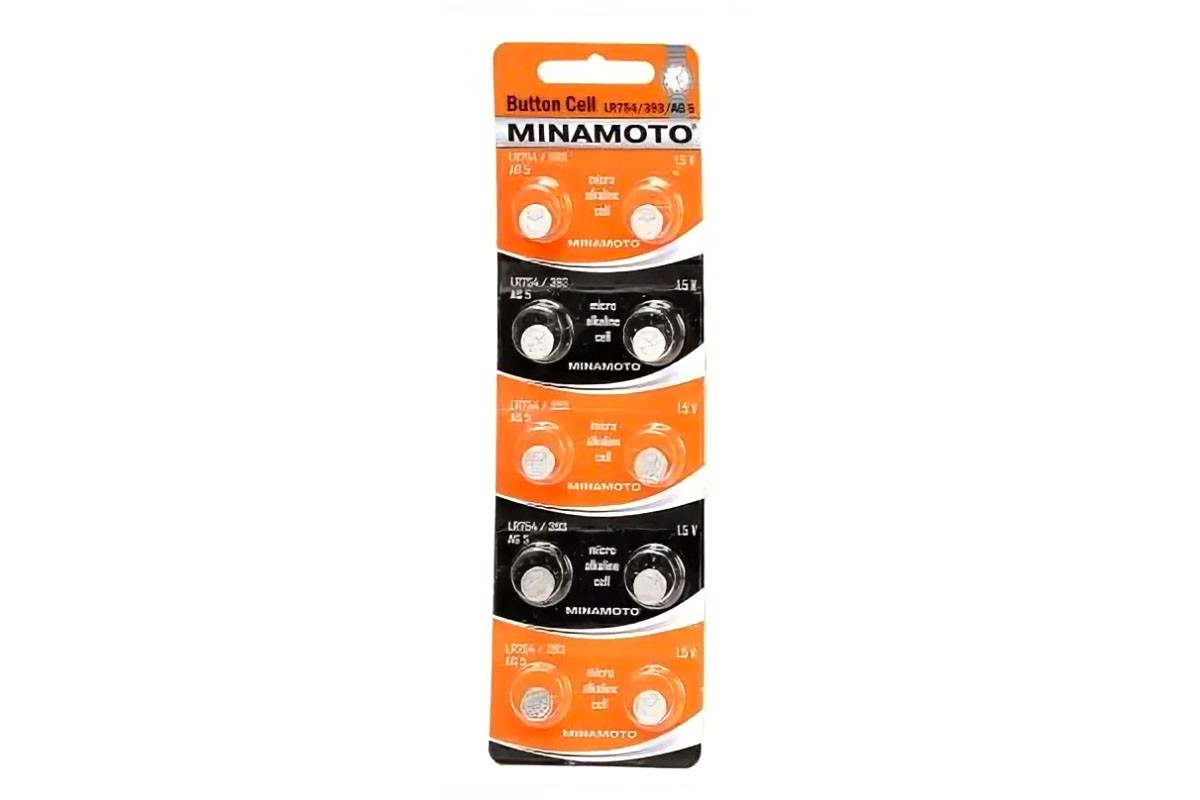 Батарейка часовая MINAMOTO AG5 LR754/10BL (цена за блистер 10 шт)