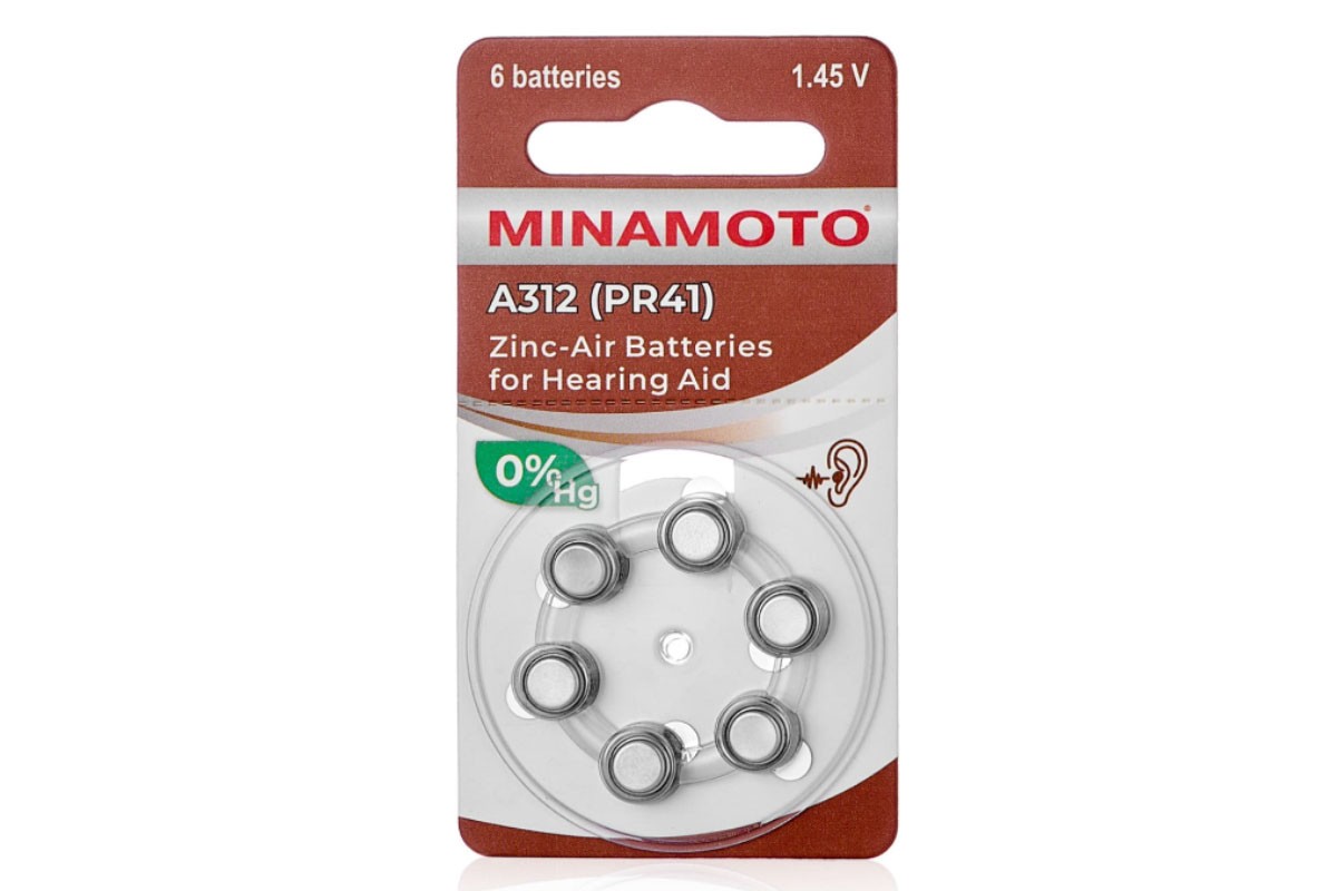 Батарейка часовая для слуховых аппаратов MINAMOTO ZA312/6BL A312 PR41