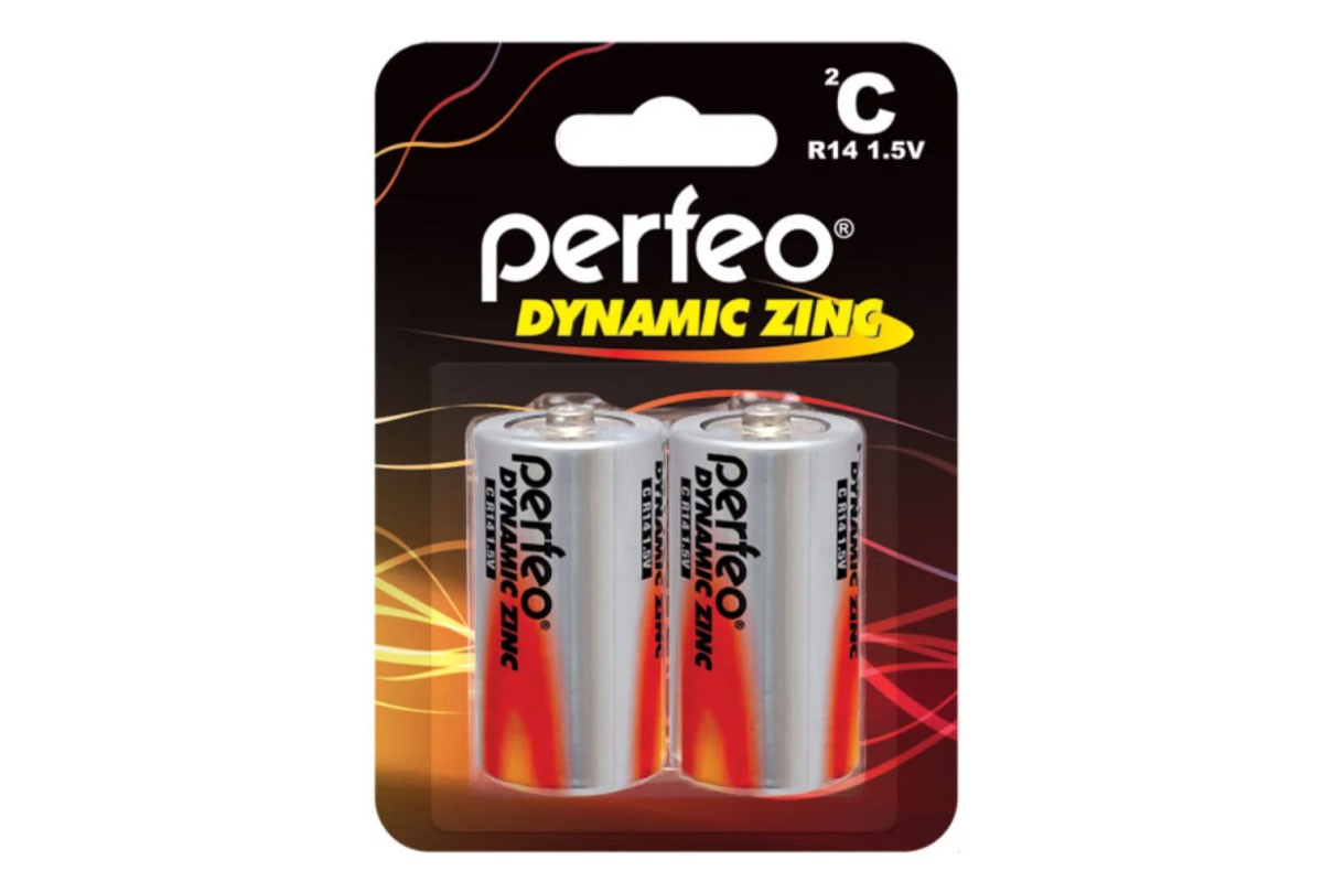 Батарейка солевая Perfeo R14/2BL Dynamic Zinc (блистер цена за 2 шт)