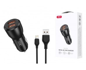 Автомобильное зарядное устройство АЗУ USB + кабель Lightning XO CC55 QC18W+USB12W dual port (NB103)
