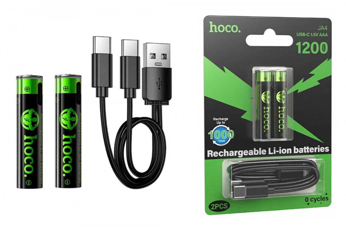 Батарейка литиевая подзарежаемая HOCO JA4 AAA (2PCS) (черный)