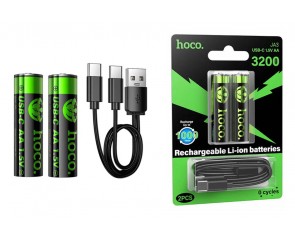 Батарейка литиевая подзарежаемая HOCO JA3 AA (2PCS) (черный)